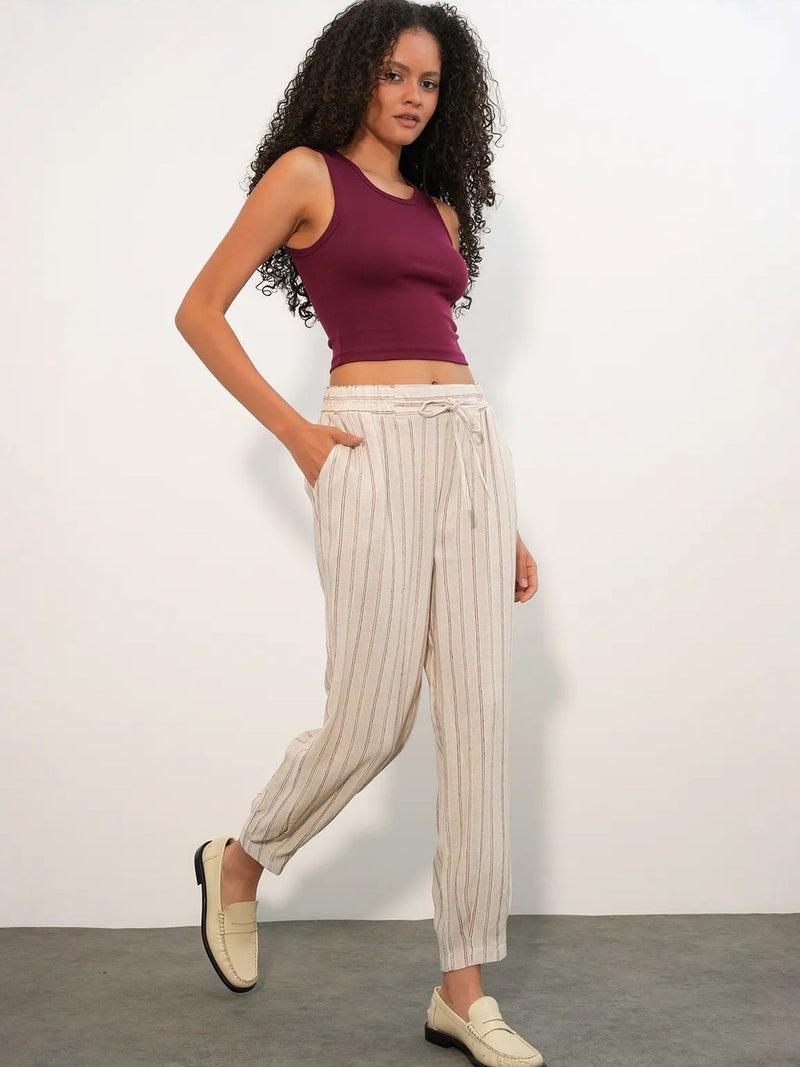 BIG DART BDART Striped Linen-blend Jogger Pants - Image 2