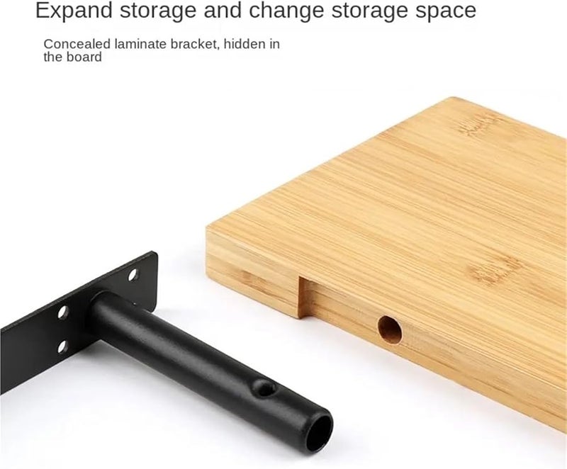 Black S Heavy Duty Hidden Floating Shelf Bracket 4pcs Invisible Double T Type Wall Support - Image 4