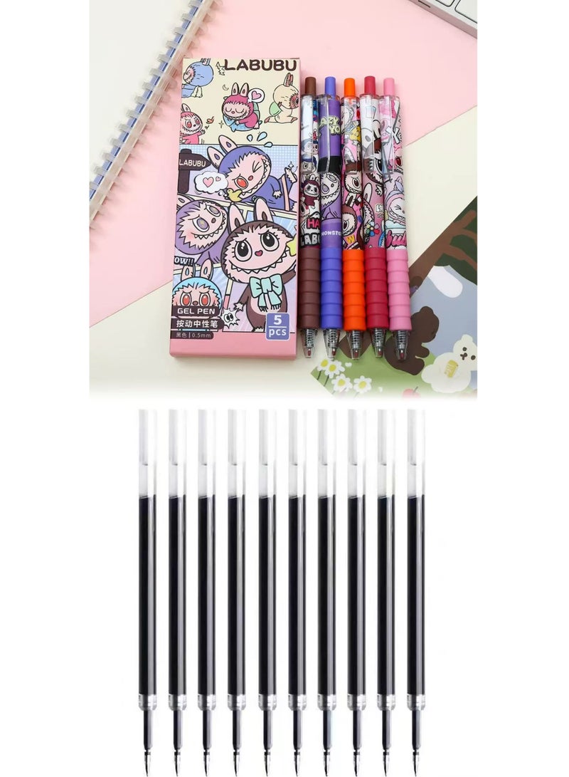 LABUBU LABUBU 5 automatic pencils and 10 black automatic pen refills  - Image 1