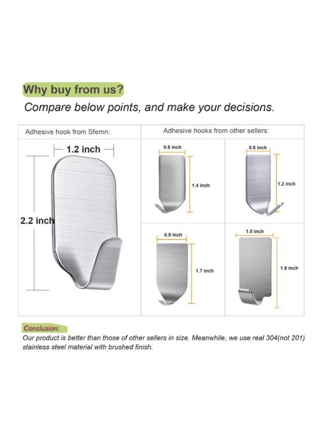 إسكدنيا طقم خطّافات جدارية متعدّدة الأغراض مكوّن من 16 قطعة فضي 0.2 x 0.1 x 0.1بوصة - Image 2