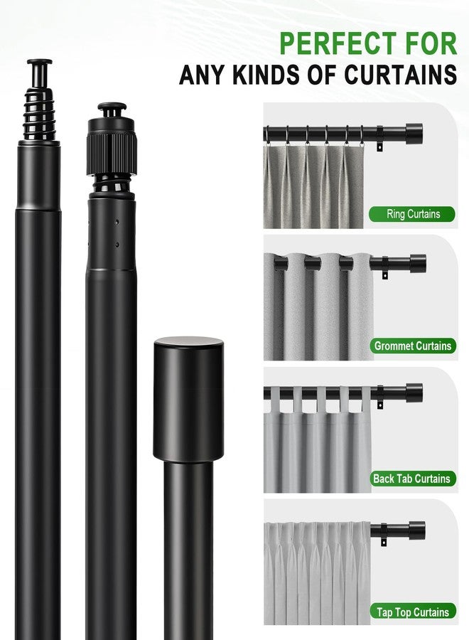 MERJULAN Extra Strong 1 Inch Black Curtain Rod for Large Windows - Heavy Duty Adjustable 72 to 140 Inch Rod Set with Decorative Finials & Mounting Brackets - Bathroom, Kitchen, Bedroom - Image 4