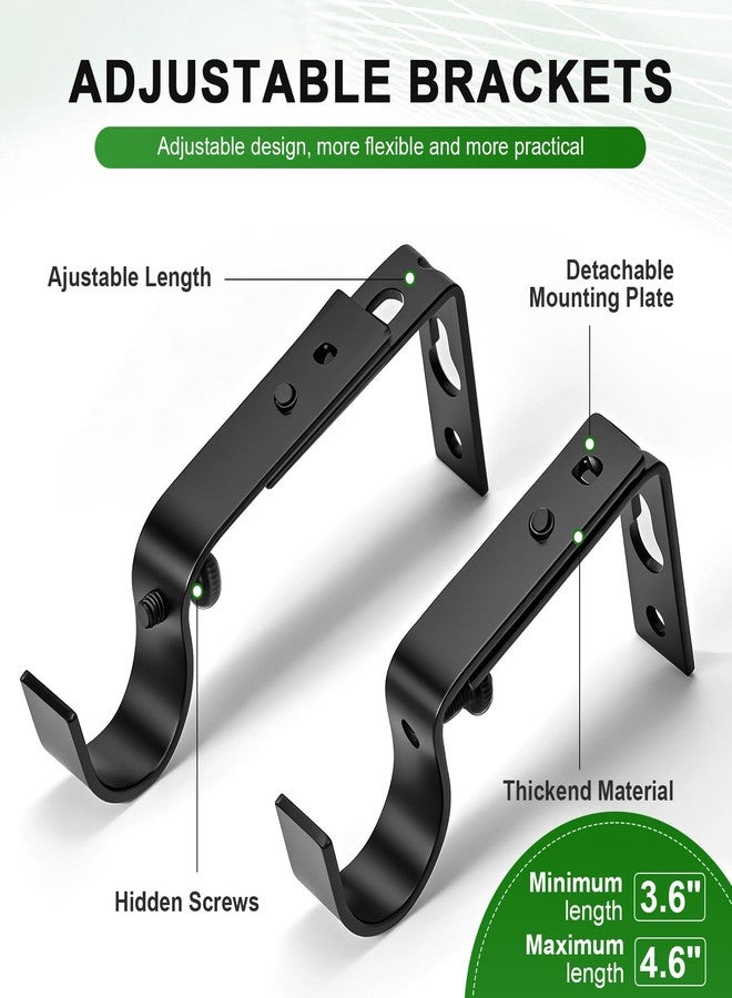 MERJULAN Extra Strong 1 Inch Black Curtain Rod for Large Windows - Heavy Duty Adjustable 72 to 140 Inch Rod Set with Decorative Finials & Mounting Brackets - Bathroom, Kitchen, Bedroom - Image 3