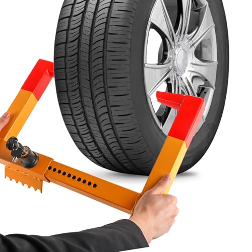 Hedume قفل عجلة هيدوم، قفل مقطورة ثقيل، قفل عجلة مع 2 مفتاح أحمر، قفل عجلة مضاد للسرقة قابل للتعديل للسيارة، الشاحنة، المقطورات، سيارة التخييم، شاحنة الفان - Image 3