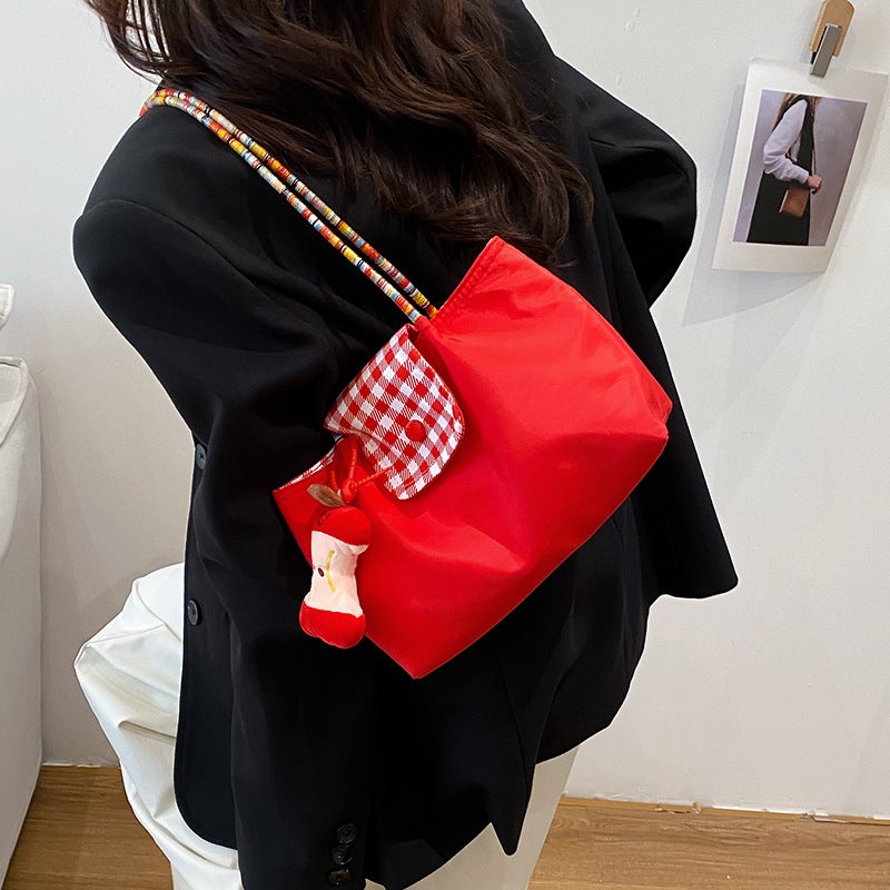 New Women's Shoulder Bag - Quilted Tote with Plaid Contrast - Image 3