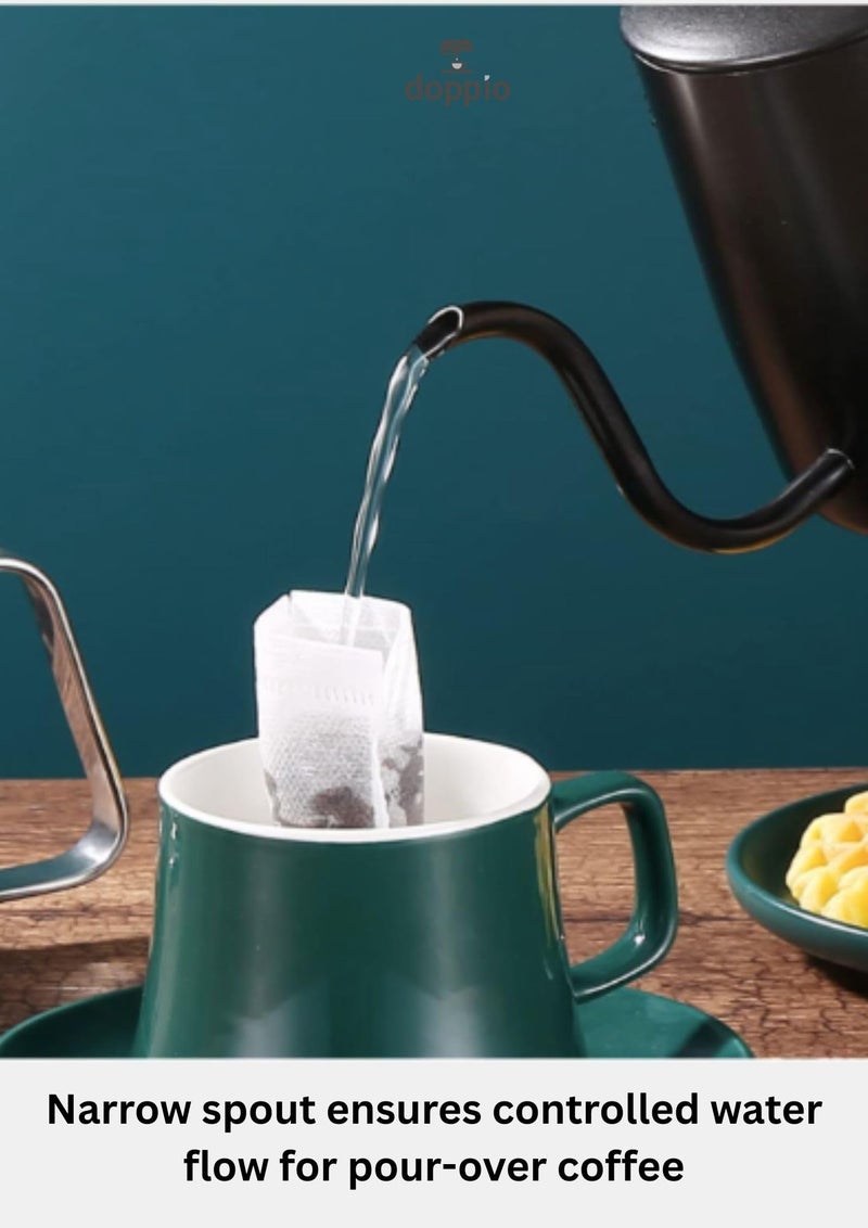 Doppio Precision Gooseneck Pour Over Coffee Kettle – Matte Black Stainless Steel | Barista Style Slow Pour Kettle for V60, Drip Coffee & Manual Brewing | Ergonomic Handle, Precise Flow Control - Image 5