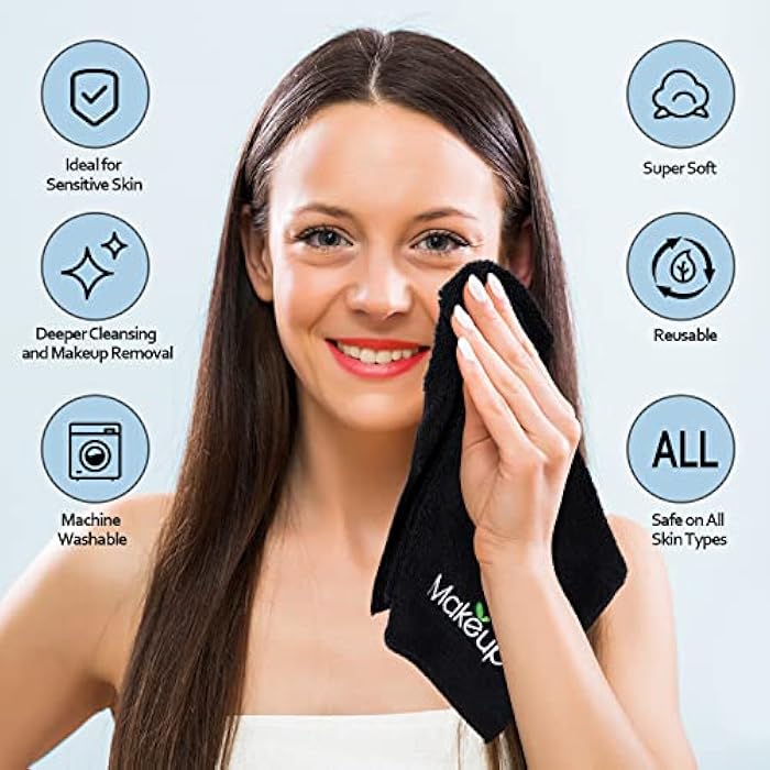 Orighty Makeup Remover Wash Cloths - Super Soft & Quick Dry Microfiber Face Towel, Absorbent Washcloths for Cleansing, Fingertip Face Towels for Makeup Removal, 13 x 13 inch, Pack of 12, Black - Image 4