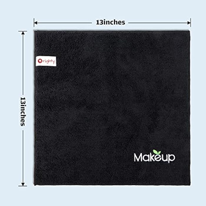 Orighty Makeup Remover Wash Cloths - Super Soft & Quick Dry Microfiber Face Towel, Absorbent Washcloths for Cleansing, Fingertip Face Towels for Makeup Removal, 13 x 13 inch, Pack of 12, Black - Image 5