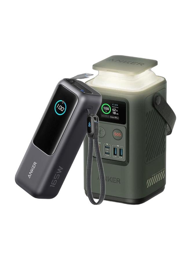 Anker Power Bank, 25,000mAh 165W Ultra-Fast Portable Charger for Dual Laptops, Fast Charging Battery Pack with Built-In and Retractable Cables, For iPhone 17/16 Series, Samsung, and More & 548 Power Bank Power Station Portable Outdoor Generator 87W with Smart Digital Display, Retractable Auto Lighting and SOS Mode, Home Backup(PowerCore Reserve 192Wh) for Travel, CampingBundle - Image 1