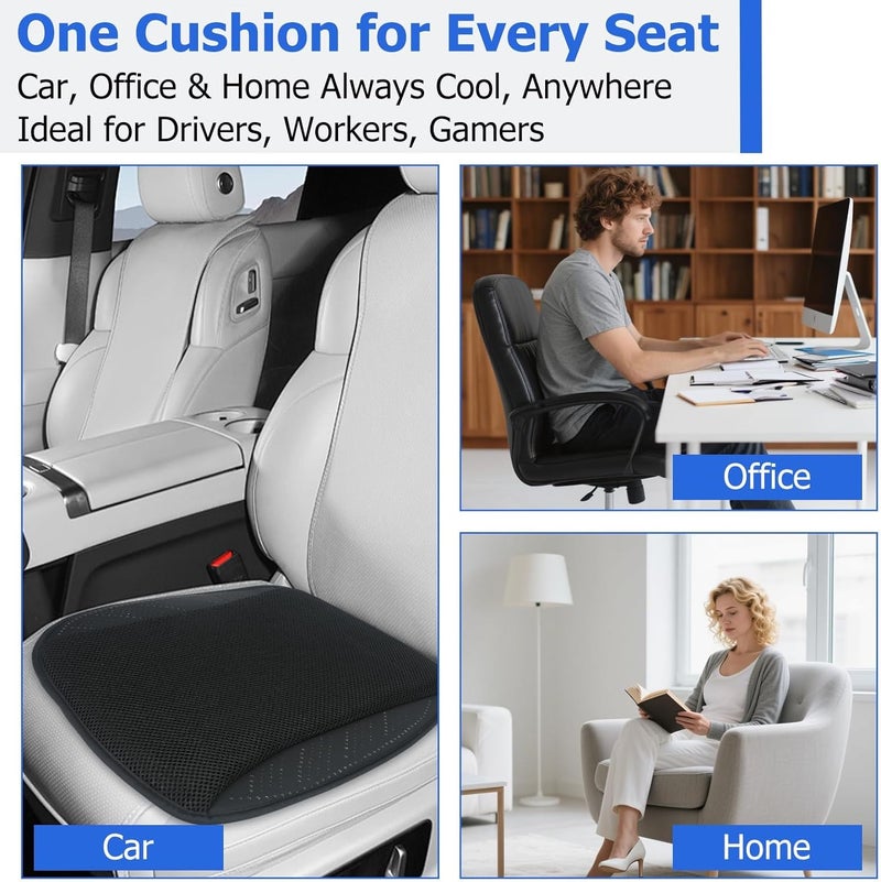 KASTWAVE Cooling Car Seat Cushion with 8 Powerful Fans, USB Powered Ice Silk Breathable Ventilated Seat Pad for Car, Office & Home Chairs, 3-Speed Adjustable Airflow Cooling Cover for Summer Comfort - Image 4