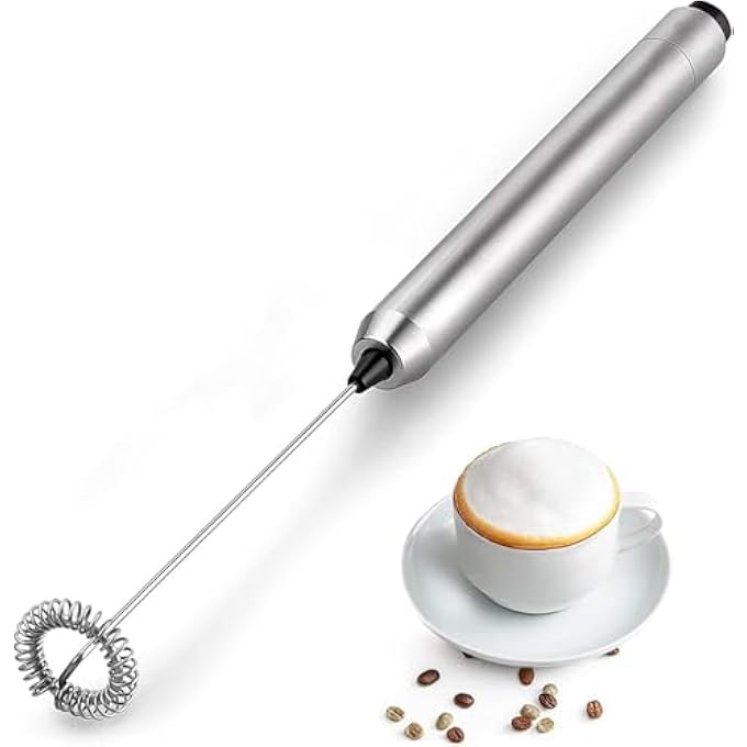 Silk Route Milk Frother Handheld Mini Mixer  Stainless Steel Coffee Frother Electric Handheld Frother For Coffee Latte Frappe  Cordless Battery Operated Electric Whisk  Milk Foamer - Image 1