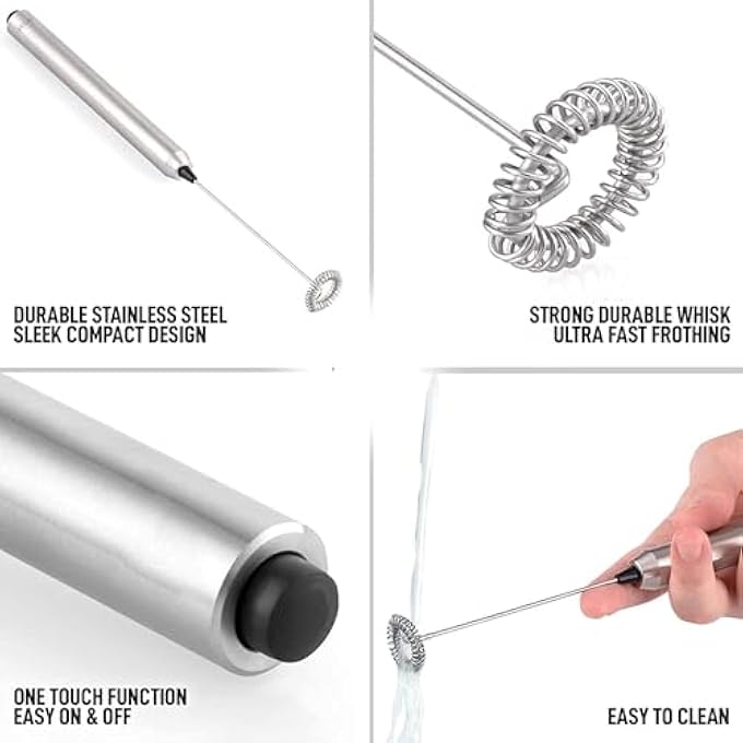 Silk Route Milk Frother Handheld Mini Mixer  Stainless Steel Coffee Frother Electric Handheld Frother For Coffee Latte Frappe  Cordless Battery Operated Electric Whisk  Milk Foamer - Image 5