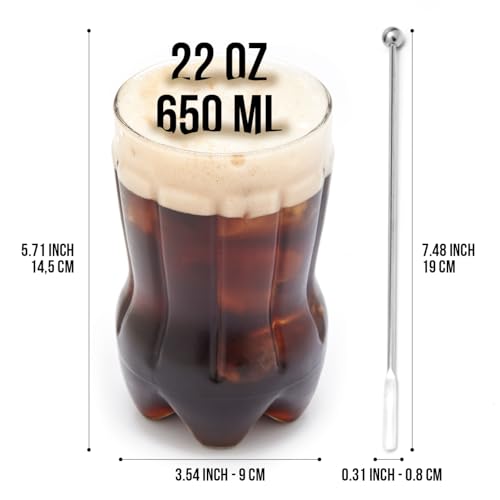 Goliber 22 oz Glass Fernet Cup with Cocktail Spoon | Large-Capacity Crystal-Clear Drinking Glass for Fernet, Cocktails & Spirits | Elegant Bar Glassware - Image 2