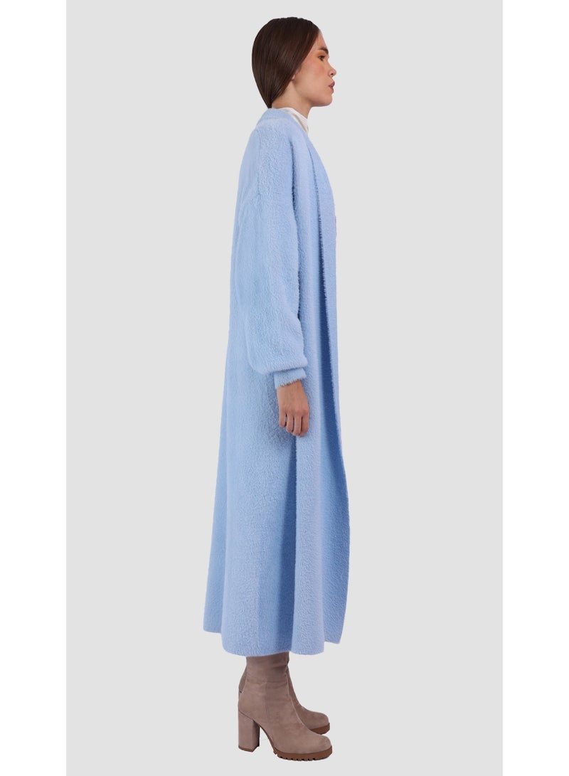 KYVELi Women’s Long Open-Front Knit Cardigan – Blue - Image 4