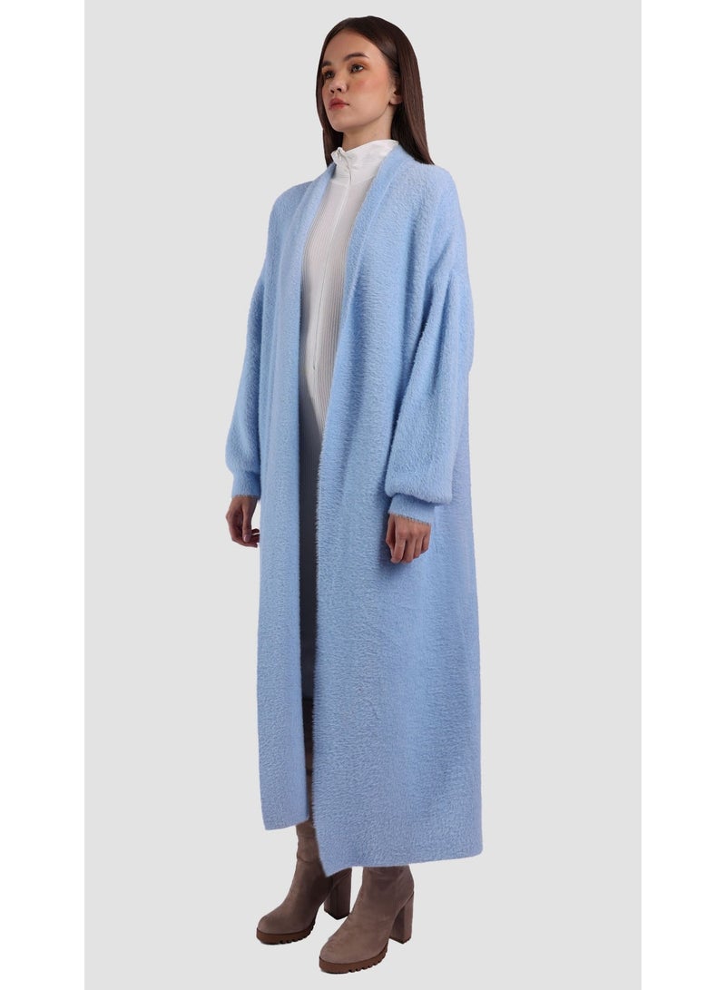 KYVELi Women’s Long Open-Front Knit Cardigan – Blue - Image 5