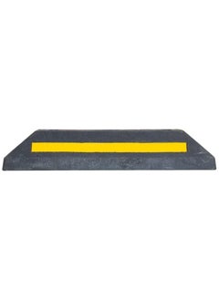 BERRY Berry 57CM Wheel Stopper – Heavy Duty Rubber Parking Blocks with Yellow Strips for Car Parking Areas | Set of 2 Black Wheel Stoppers  - Image 4