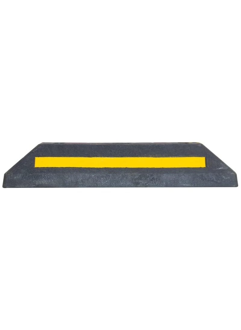 BERRY Berry 57CM Wheel Stopper – Heavy Duty Rubber Parking Blocks with Yellow Strips for Car Parking Areas | Set of 2 Black Wheel Stoppers  - Image 4