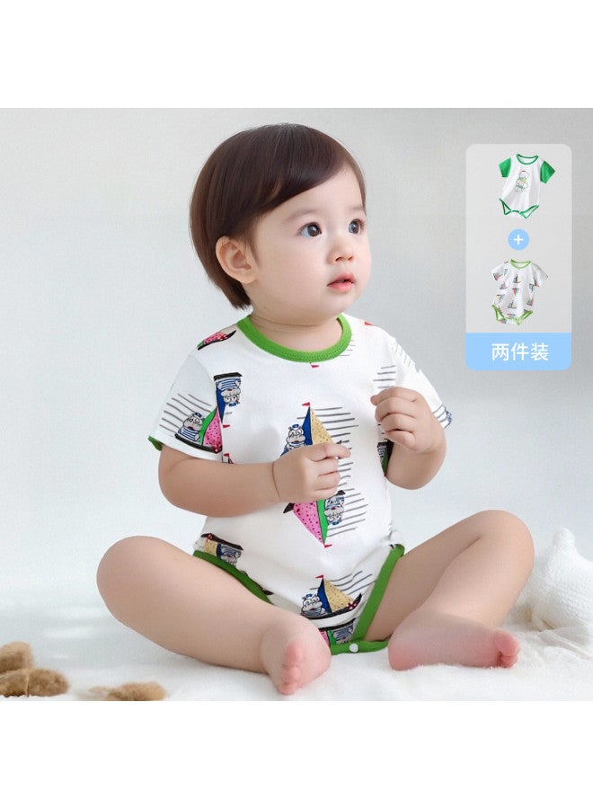 Bornbay baby Romper Summer Soft Short-sleeve Bodysuit Boys' Pajamas Triangle Creeper - Image 3