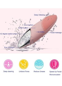 Arabest Facial Cleansing Brush, IPX7 Waterproof Silicon Face Scrub Brush with 5 Speed Modes, Usb Rechargeble Face/Eye Massager with 108 ℉ Heated, facial scrubber for Skin Exfoliation, Deep Cleansing  - Image 2