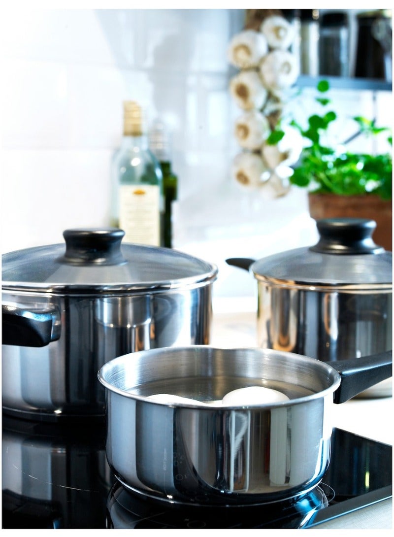 ANNONS 5-Piece Cookware Set, Glass/Stainless Steel - Image 4