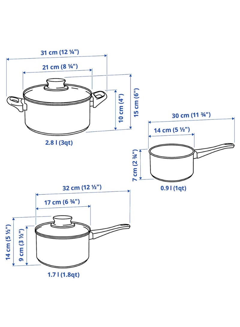 ANNONS 5-Piece Cookware Set, Glass/Stainless Steel - Image 5