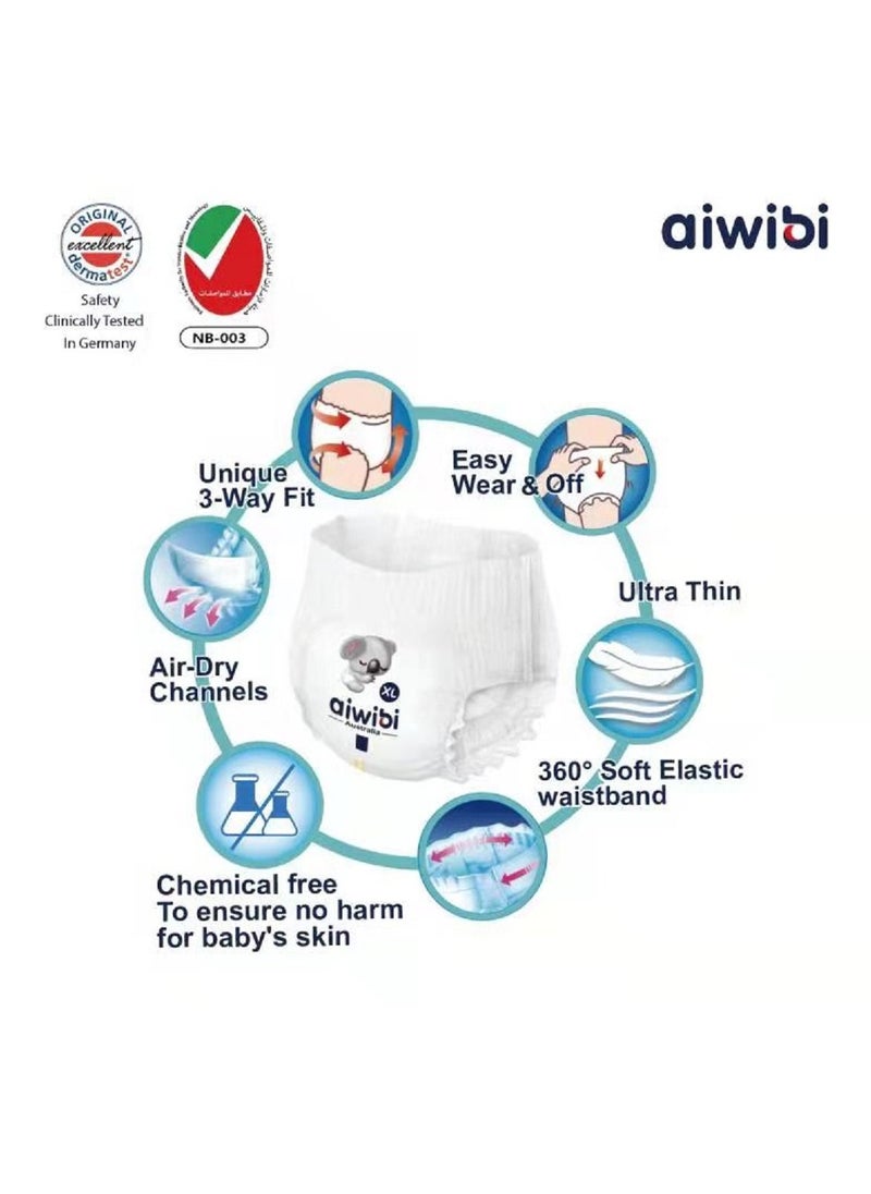 aiwibi - Aiwibi Premium Baby Pants Diapers, Soft, Eco-Friendly Ultra-Thin Pant Diaper Size L 9-14Kg - Image 1