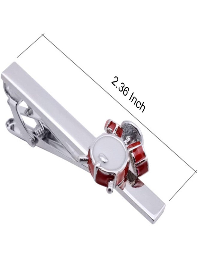 Jonwo Men Tie Clip Drum Kits Tie Bar for Gentleman Metal Silver Tone Regular Necktie Tie Bar Clip for Music Fans Anniversary (Drum Kit Tie Clip) - Image 4