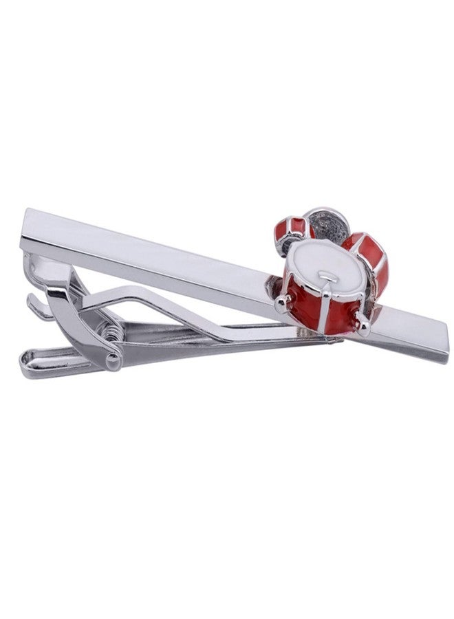 Jonwo Men Tie Clip Drum Kits Tie Bar for Gentleman Metal Silver Tone Regular Necktie Tie Bar Clip for Music Fans Anniversary (Drum Kit Tie Clip) - Image 5