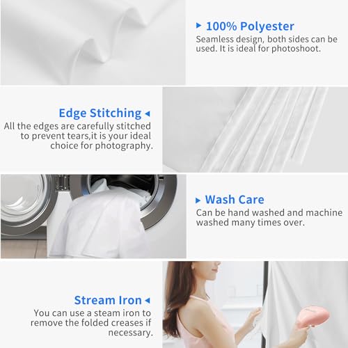 HEMMOTOP White Photo Backdrop, 6x9 ft White Background for Photography, Seamless Screen Backdrops for Photoshoot, Easter, Birthday Party, Video Recording, Photos, Projector (Backdrop only) - Image 4