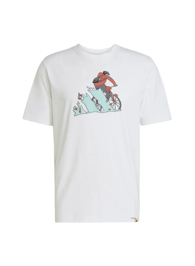 adidas Adidas M Ddl Bike T White Graphic Tee (Short Sleeve) T-Shirts For Men