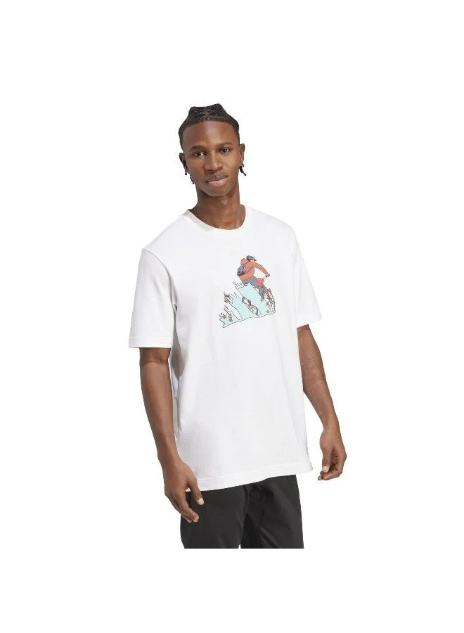 اديداس تيشيرت رجالي بأكمام قصيرة وطبعة بيضاء