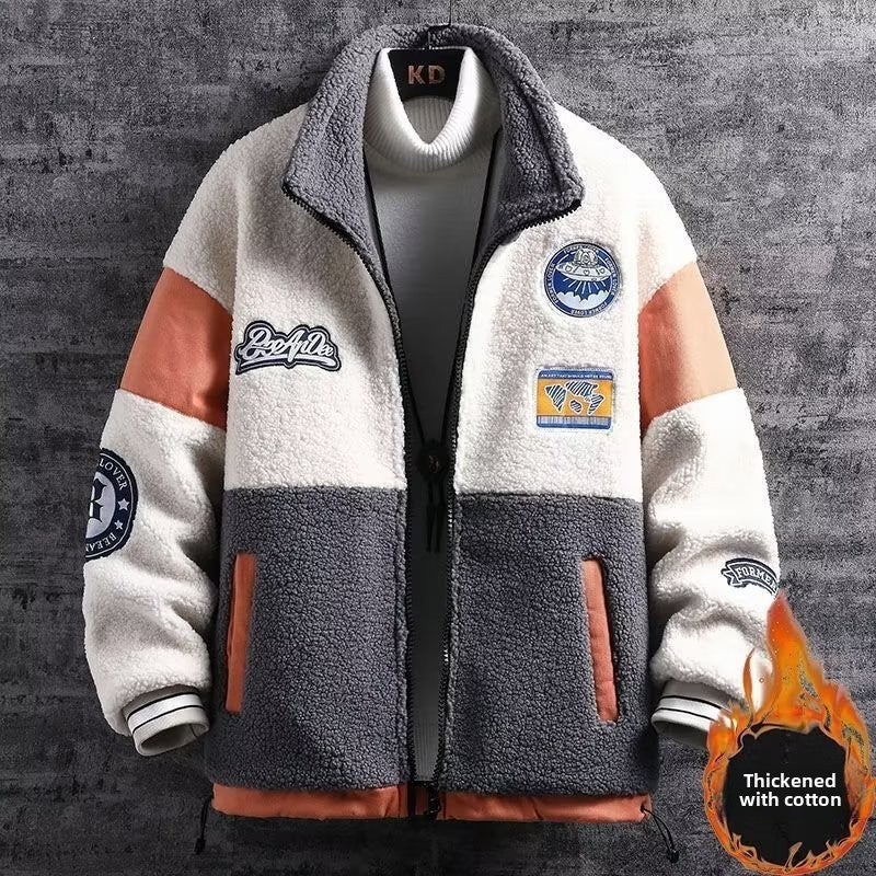 Winter Mens Sherpa Jacket Casual Korean Style Thickened Fleece Coat Black  - Image 3