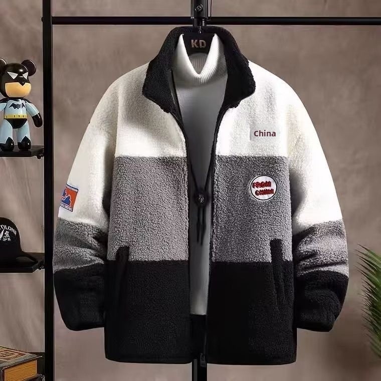 Winter Mens Sherpa Jacket Casual Korean Style Thickened Fleece Coat Black  - Image 5