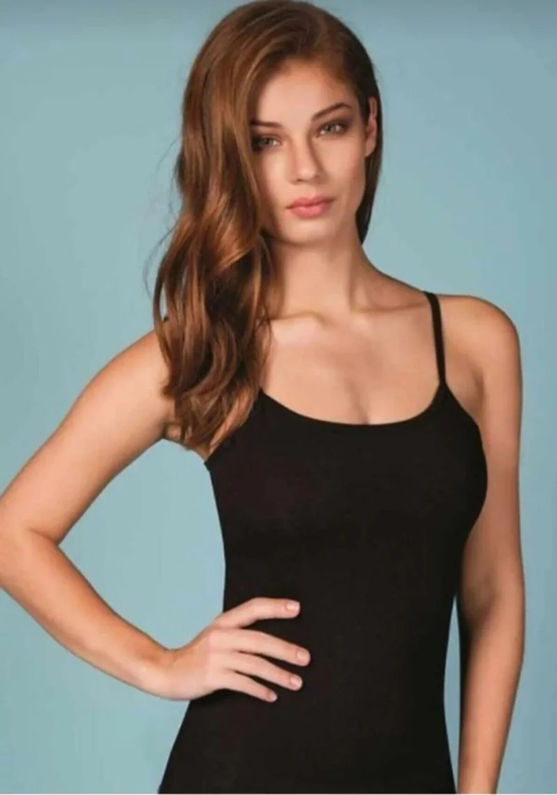بيراك 2128 Lycra Women's Strappy Undershirt 12 Piece Black