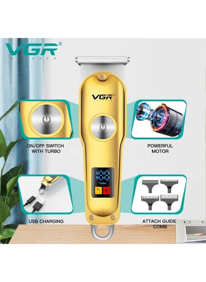 VGR - V290 Professional Hair Clipper With Led Display Runtime: 120 Min Trimmer For Men (Gold) - Image 1