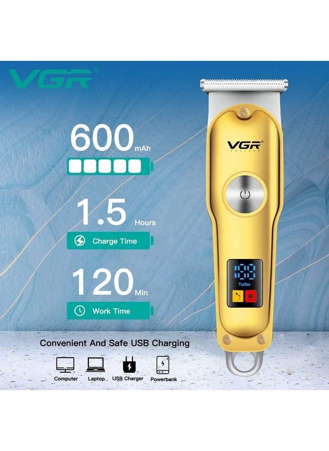 VGR - V290 Professional Hair Clipper With Led Display Runtime: 120 Min Trimmer For Men (Gold) - Image 1