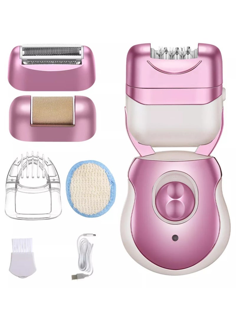 آلة إزالة الشعر القابلة لإعادة الشحن 3 في 1 للسيدات، مزيل الشعر، ماكينة الحلاقة الكهربائية، ومزيل الجلد الميت - Image 1