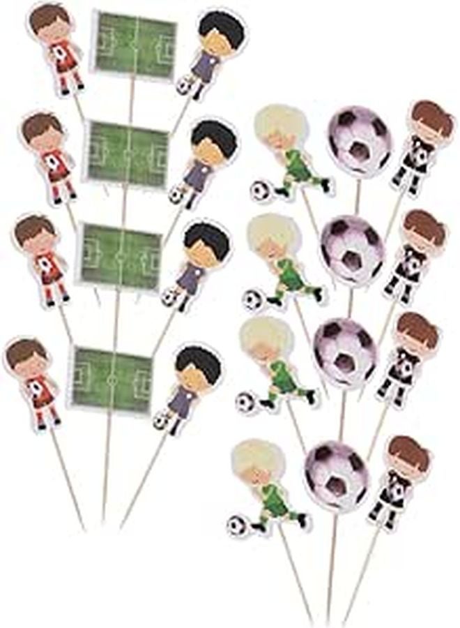 Soccer Football Cupcake Toppers 24pcs Sports Theme Cake Decorations For Boys Birthday Party - Image 1