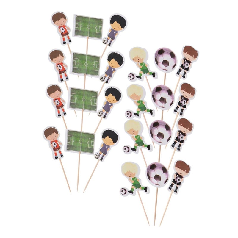 Soccer Football Cupcake Toppers 24pcs Sports Theme Cake Decorations For Boys Birthday Party - Image 2