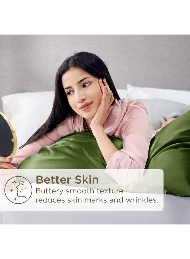 Bedsure Satin Pillowcase 2 Pack Similar to Silk Pillow Cases Standard Size, Pillow Case for Sleeping Women with Envelope Closure, Gifts for Women Men, Olive Green, 20x26 Inches - Image 4