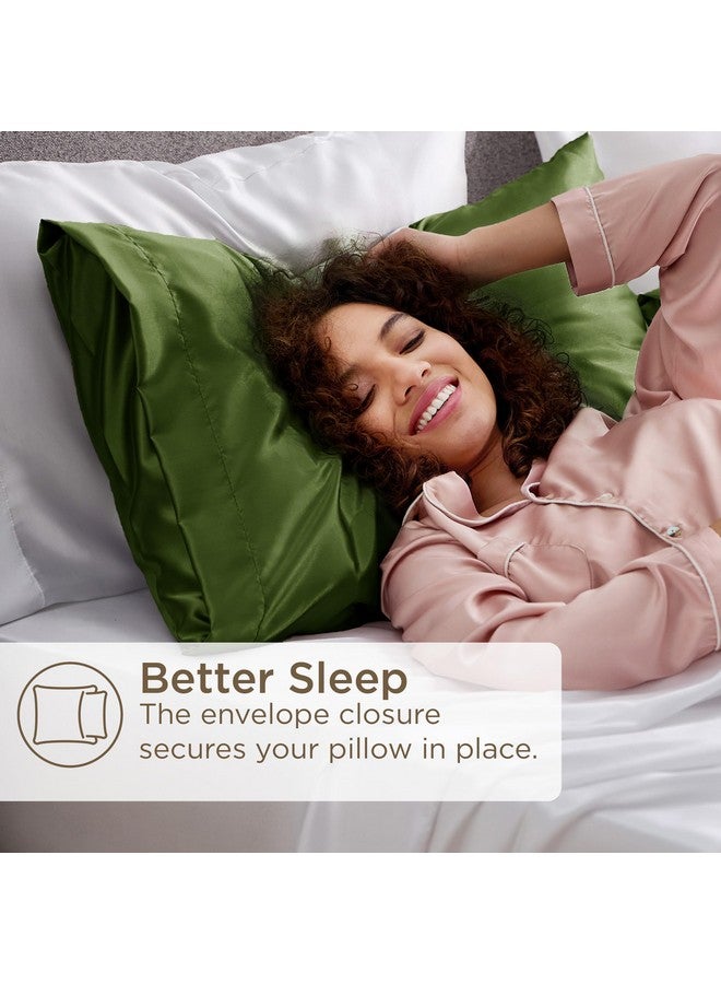 Bedsure Satin Pillowcase 2 Pack Similar to Silk Pillow Cases Standard Size, Pillow Case for Sleeping Women with Envelope Closure, Gifts for Women Men, Olive Green, 20x26 Inches - Image 5