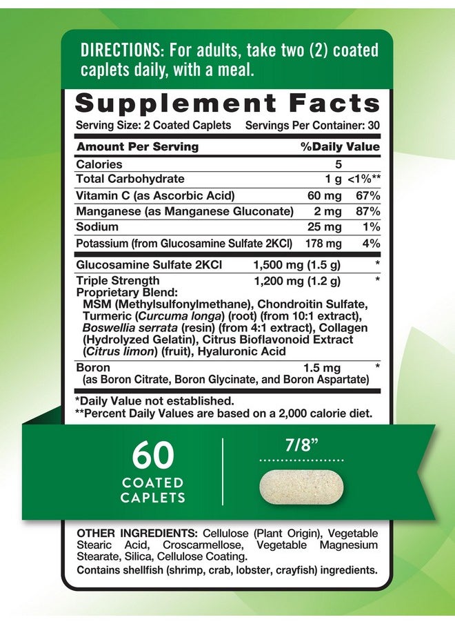 Nature's Truth - Nature's Truth Glucosamine Chondroitin MSM Complex | 60 Caplets | Triple Strength Supplement with Turmeric | Non-GMO and Gluten Free Supplement - Image 1