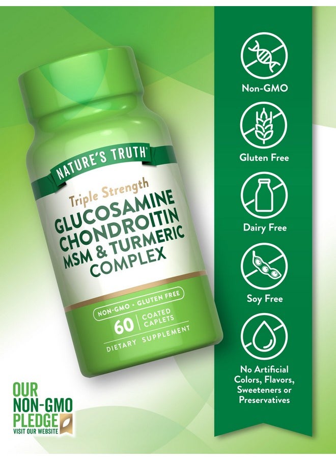Nature's Truth - Nature's Truth Glucosamine Chondroitin MSM Complex | 60 Caplets | Triple Strength Supplement with Turmeric | Non-GMO and Gluten Free Supplement - Image 1