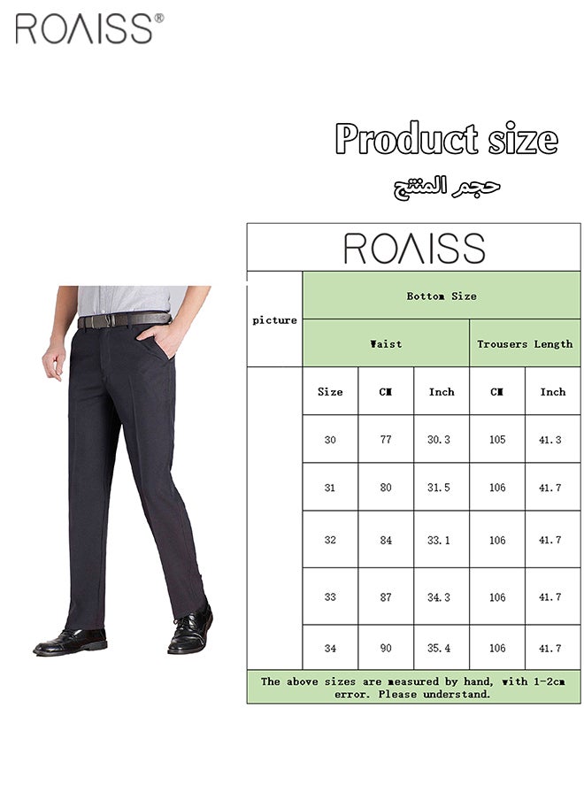 roaiss - Casual Linen Pants for Men Loose Trousers Summer Thin Male Dress Pants Breathable Solid Color Straight High Waist Man Pants - Image 1