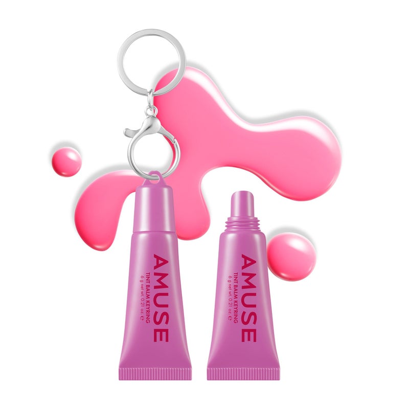 AMUSE SEOUL Care Tint Lip Balm Keyring 02 HAPPY GIRL Moisturizing Tinted Lip Balm Keychain Hydrating Lip Gloss Soothing Lip Care Glossy Finish Vegan 6g - Image 2