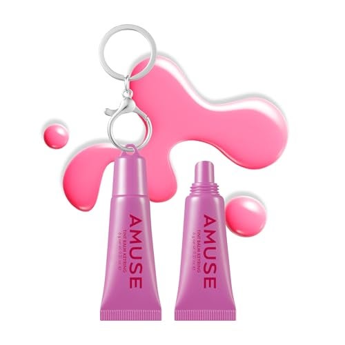 AMUSE SEOUL Care Tint Lip Balm Keyring 02 HAPPY GIRL Moisturizing Tinted Lip Balm Keychain Hydrating Lip Gloss Soothing Lip Care Glossy Finish Vegan 6g - Image 1