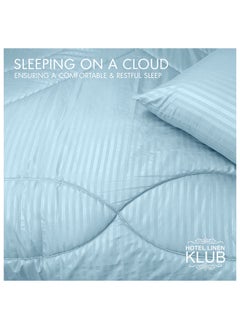 Hotel Linen Klub Down Alternative Comforter  Set -Ultra Soft Brushed Stripe Microfiber Fabric, 200GSM Soft Fibersheet Filling, Size : Double  220 x 240cm , Color: Aqua  - Image 4