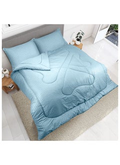 Hotel Linen Klub Down Alternative Comforter  Set -Ultra Soft Brushed Stripe Microfiber Fabric, 200GSM Soft Fibersheet Filling, Size : Double  220 x 240cm , Color: Aqua  - Image 3