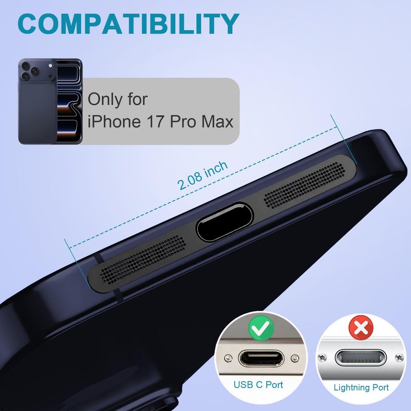 Goweewon USB C Dust Plug,USB C Port Cover Type C Charging Port Plug Cover Speaker Dust Cover,Accessories for iPhone 17 Pro Max (Black, for iPhone 17 Pro Max) - Image 2