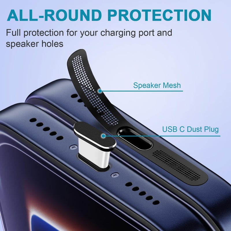 Goweewon USB C Dust Plug,USB C Port Cover Type C Charging Port Plug Cover Speaker Dust Cover,Accessories for iPhone 17 Pro Max (Black, for iPhone 17 Pro Max) - Image 3