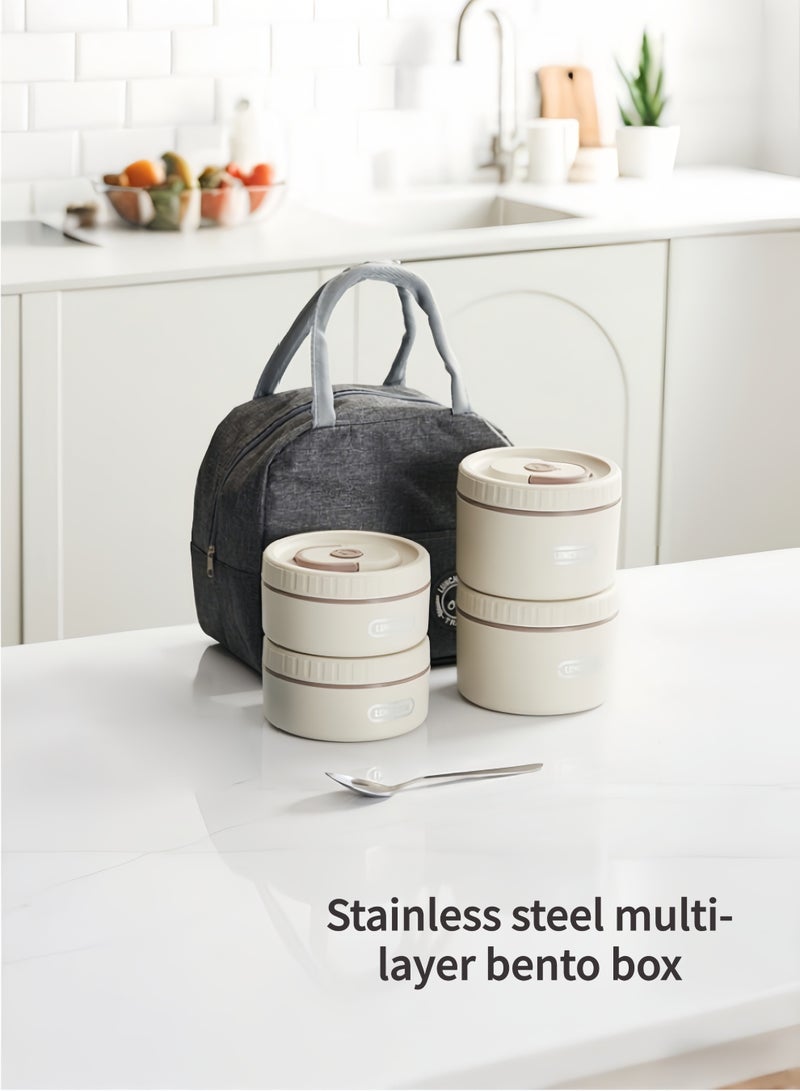 لولكس علبة غداء لولاكس المصنوعة من الفولاذ المقاوم للصدأ 304، علبة غداء بينتو للبالغين والأطفال، مع أدوات مائدة وحقيبة معزولة، مزودة بطبقة عازلة، آمنة للاستخدام في الميكروويف، سهلة التنظيف، مناسبة للمدارس والمكاتب. - Image 2